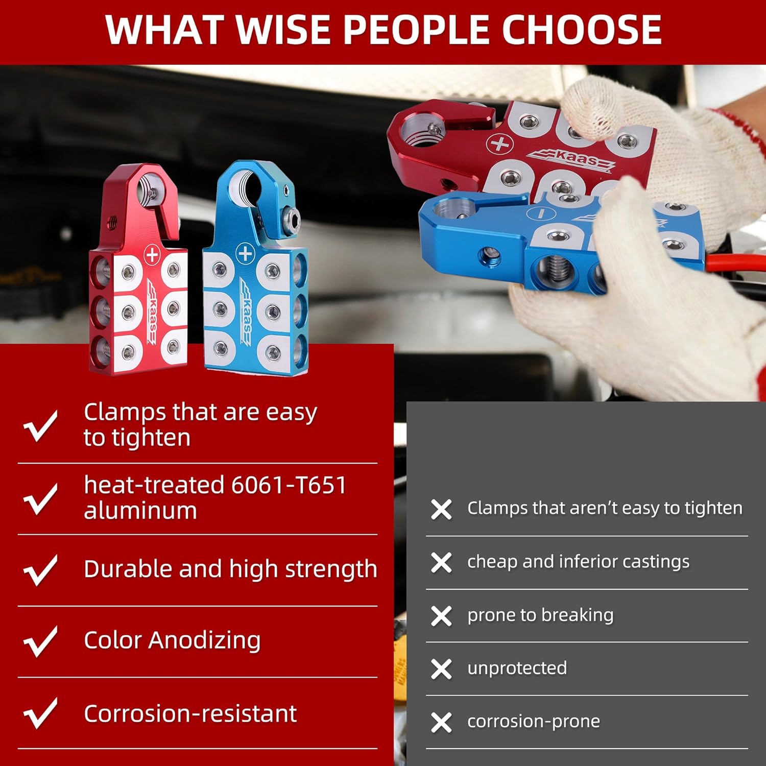 6-Way Colored Anode Battery Clamps